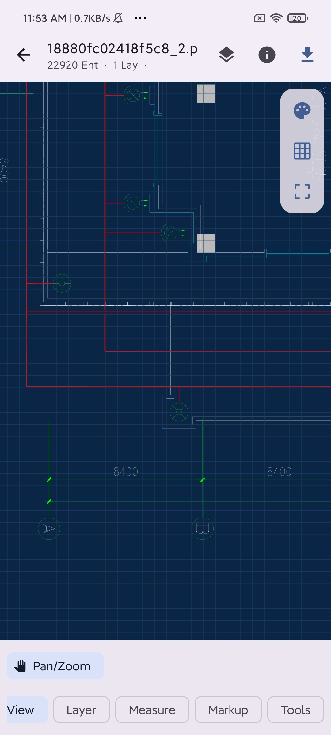 View drawing details on the dark canvas